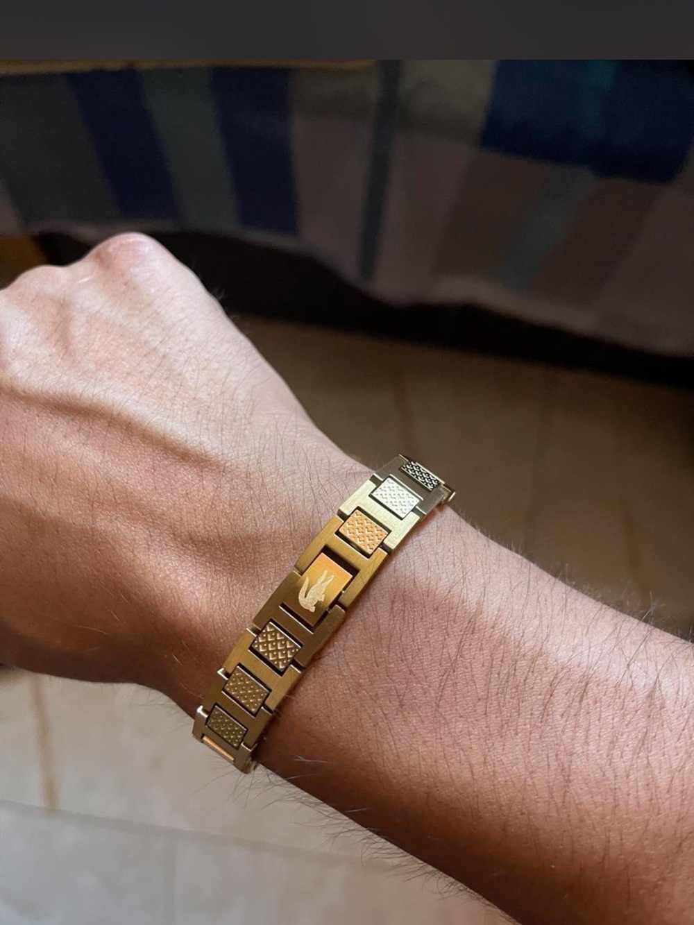 Lacoste Gold-Tone Men's Link Bracelet with Flame Motif